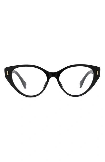 Shop Fendi First 54mm Optical Glasses In Shiny Black