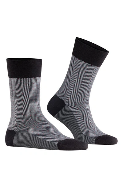 Shop Falke Sensitive Herringbone Wool Blend Socks In Black