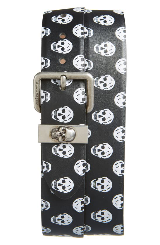 Alexander McQueen skull-print leather belt - Black