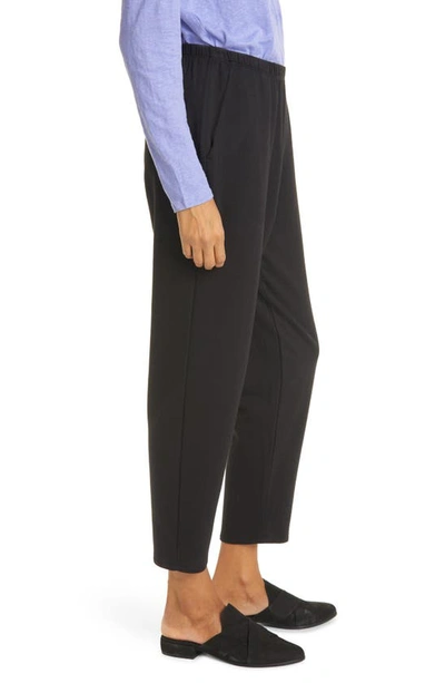 Shop Eileen Fisher Cozy Brushed Terry Tapered Ankle Pants In Black
