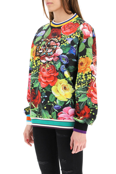 Shop Dolce & Gabbana Bouquet Print Technical Jersey Sweatshirt In Bouquet Fdonero (black)