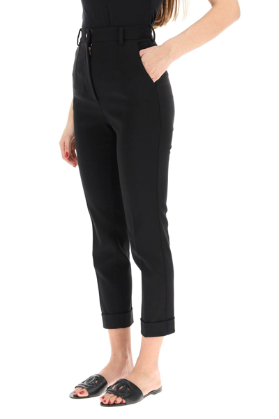 Shop Dolce & Gabbana Cuffed Cigarette Trousers In Nero (black)