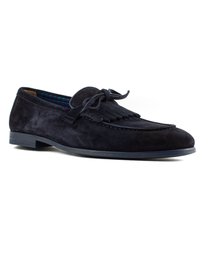 Shop Doucal's Midnight Blue Suede Loafers