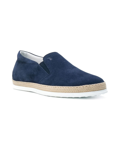 Shop Tod's Slip-on Shoes In Blue Suede