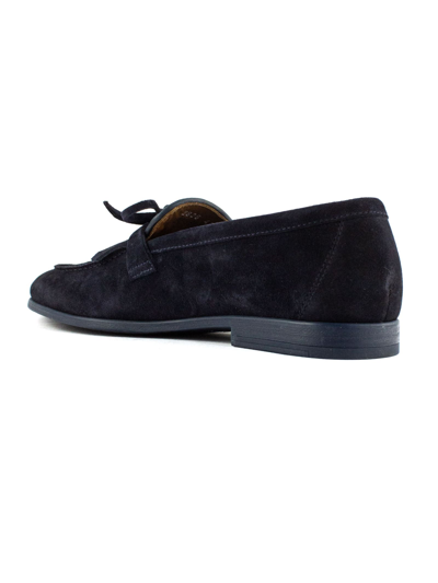 Shop Doucal's Midnight Blue Suede Loafers