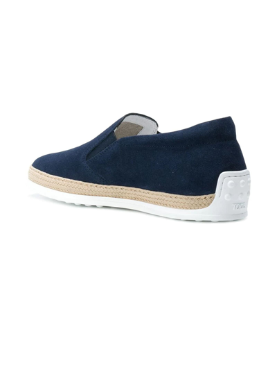 Shop Tod's Slip-on Shoes In Blue Suede