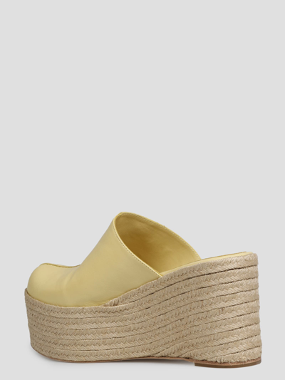 Paloma Barceló Sacha Paloma Barcelò Wedge Mules In Leather In Soft Yellow |  ModeSens