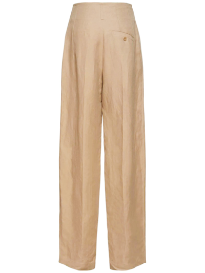 Shop Etro Tailored Linen And Silk Trousers In Beige