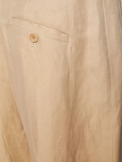 Shop Etro Tailored Linen And Silk Trousers In Beige