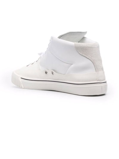 Shop Maison Margiela White Leather Lace-up Sneakers In Bianco