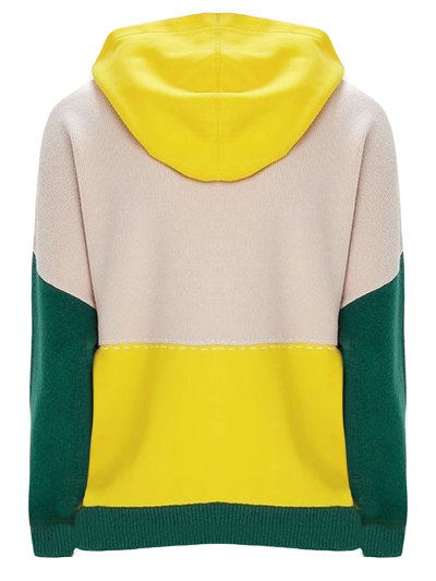 Shop Jw Anderson Yellow, Green And Beige Merino Wool Hoodie In Multicolor