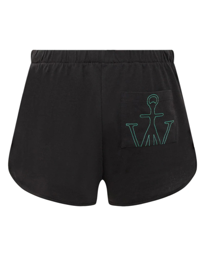 Shop Jw Anderson Black Cotton Shorts In Nero