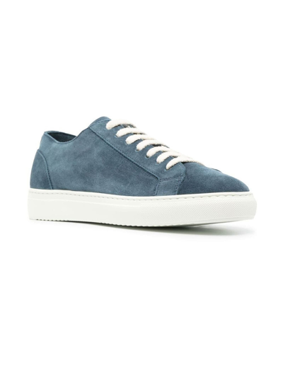 Shop Doucal's Blue Suede Sneakers
