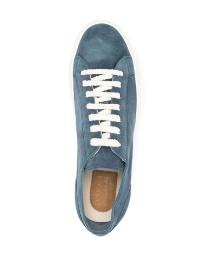 Shop Doucal's Blue Suede Sneakers