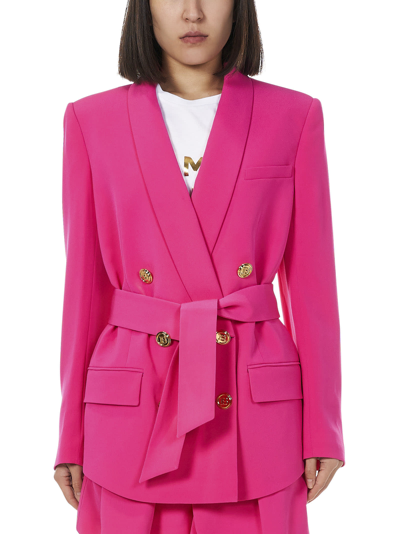 Shop Balmain Blazer In Fuxia