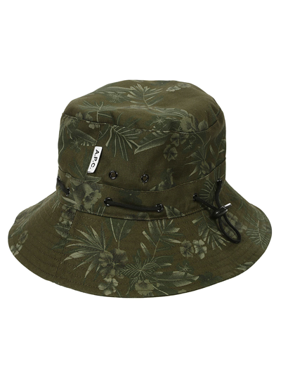 A.p.c. Bob Ray Leaf Print Bucket Hat In Khaki | ModeSens