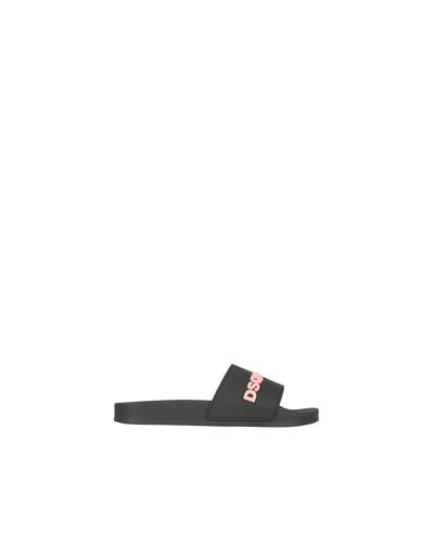 Shop Dsquared2 Rubber Slide Sandals In Black
