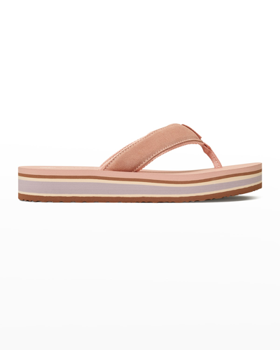 Shop Tory Burch 70s Suede Flatform Thong Sandals In Mallow / Blancman