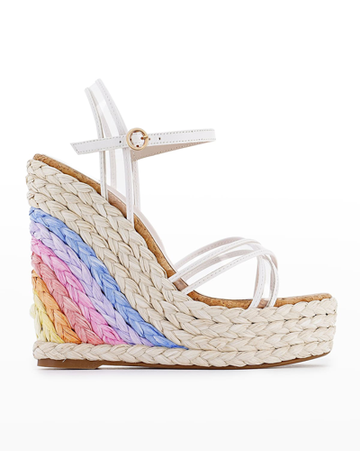 Shop Sophia Webster Ines Multicolored Wedge Espadrille Sandals In White Multi