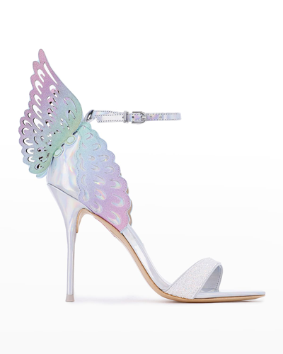 Shop Sophia Webster Evangeline Multicolored Angel Wing Sandals In Holographic Mult