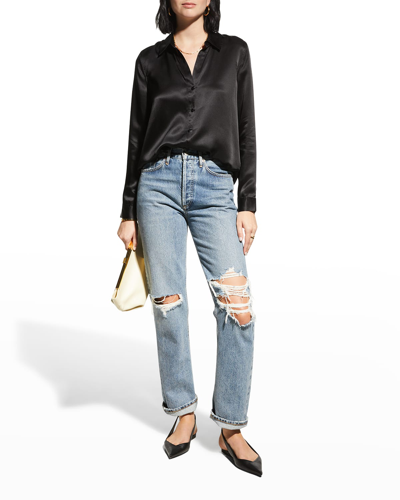 Shop L Agence Tyler Long-sleeve Blouse In Dark Fores