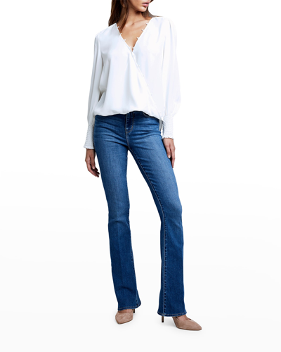 Shop L Agence Enzo Cross-front Blouse In Ivory