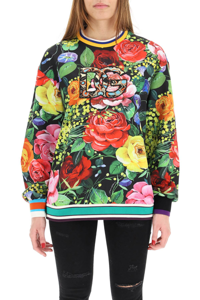 Shop Dolce & Gabbana Bouquet Print Technical Jersey Sweatshirt In Mixed Colours