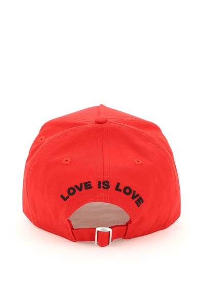 Shop Dsquared2 'heart Me' Baseball Cap In Red
