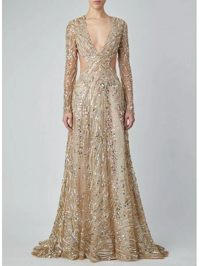 Shop Elie Saab Gold Beaded Gown