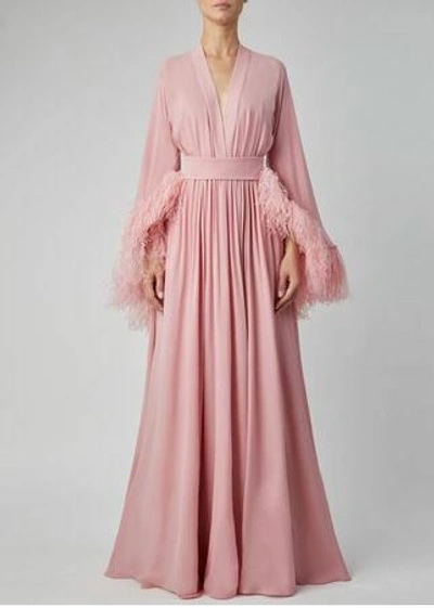 Shop Elie Saab Silk And Feather Gown