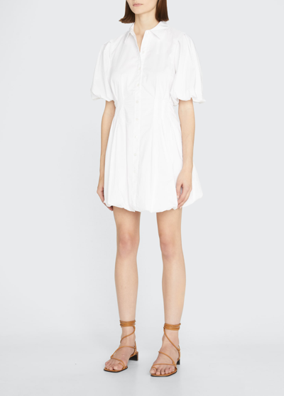 Shop Jonathan Simkhai Cleo Poplin Pintuck Mini Dress In White