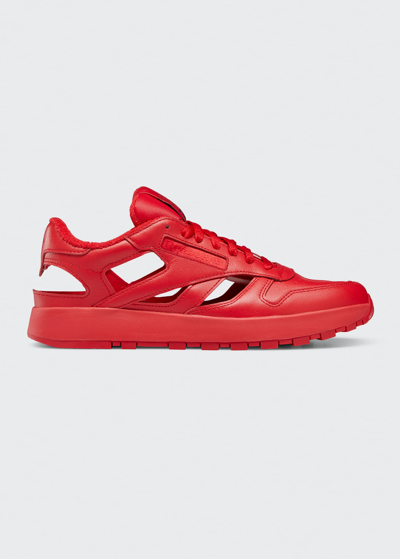 Shop Maison Margiela X Reebok Decortique Cutout Leather Sneakers In Brightred