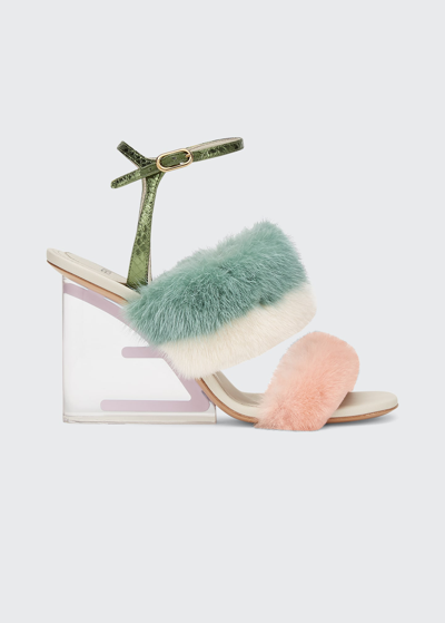 Shop Fendi Colorblock Mink Architectural-heel Sandals In F1h01 Bell Hermi