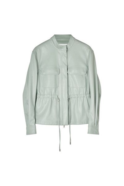 Shop Spring 2022 Ready-to-wear Zarina Vegan Leather Jacket In Lichen