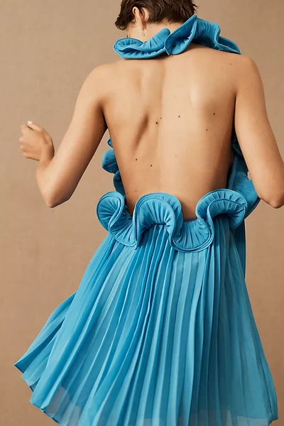 Shop Amur Mimi Mini Dress In Blue