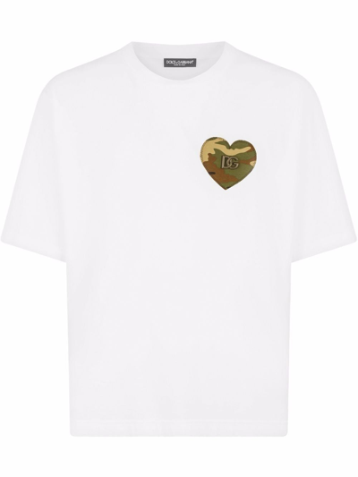 Shop Dolce & Gabbana T-shirt Con Patch E Logo Dg In White