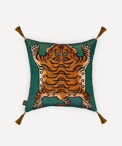 Shop House Of Hackney Saber Medium Velvet Tassel Cushion In Emerald