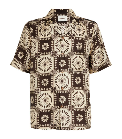 Shop Nanushka Silk Printed Shirt In Brown