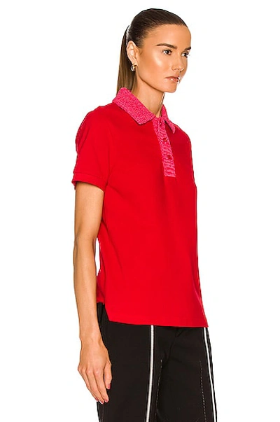 Shop Bottega Veneta Collar Polo Top In Scarlet