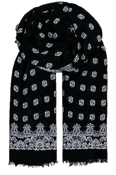 Shop Saint Laurent Grand Carre Rectangle Bandana Scarf In Black & White