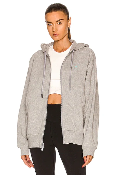Shop Adidas By Stella Mccartney Sportswear Full Zip Hoodie Sweatshirt In Grey