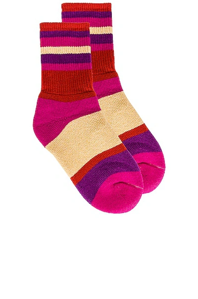 Shop The Elder Statesman Stripe House Socks In Mandarin  Electric Pink  Bougainvillea  