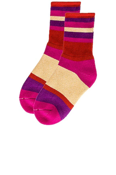 Shop The Elder Statesman Stripe House Socks In Mandarin  Electric Pink  Bougainvillea  