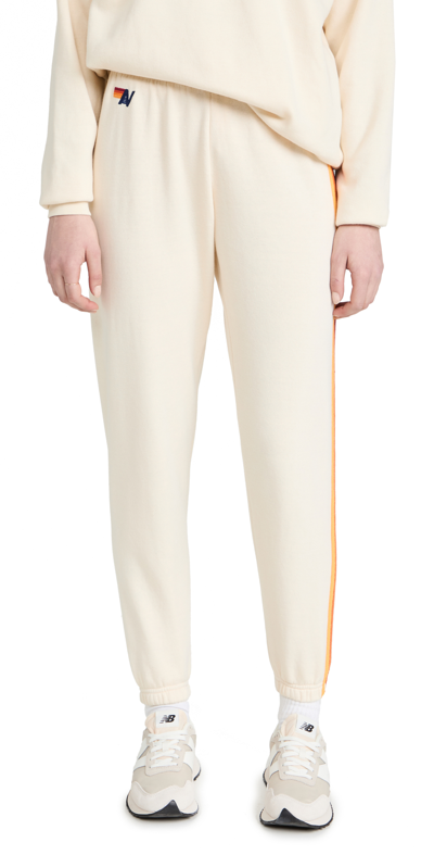Shop Aviator Nation 5 Stripe Sweatpants Vintage White
