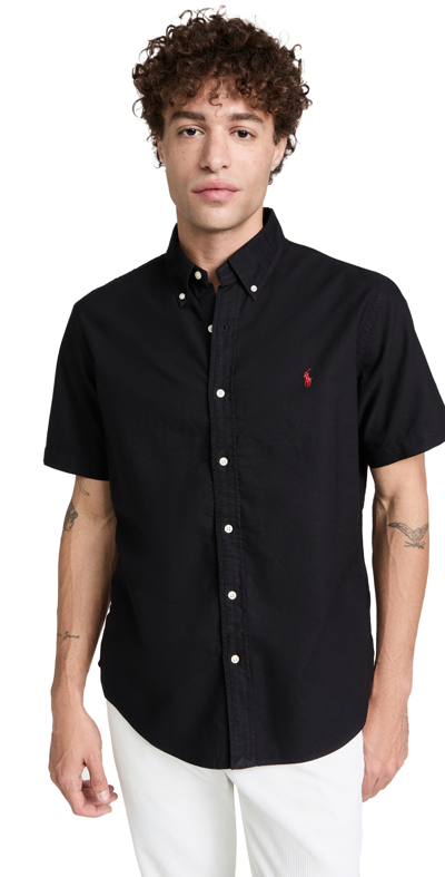 Shop Polo Ralph Lauren Classic Short Sleeve Oxford Shirt In Polo Black