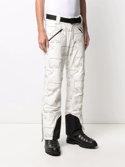 Shop Perfect Moment Bear-print Straight-leg Trousers In White