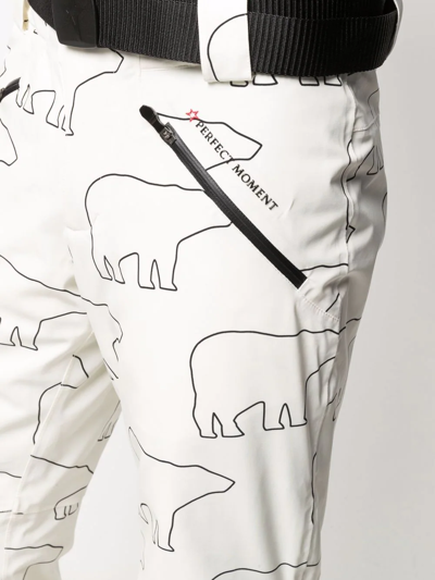 Shop Perfect Moment Bear-print Straight-leg Trousers In White