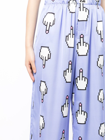 Shop Natasha Zinko Pixel Middle Finger Wide-leg Trousers In Purple