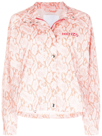 Shop Kenzo Logo-print Button-fastening Jacket In Orange