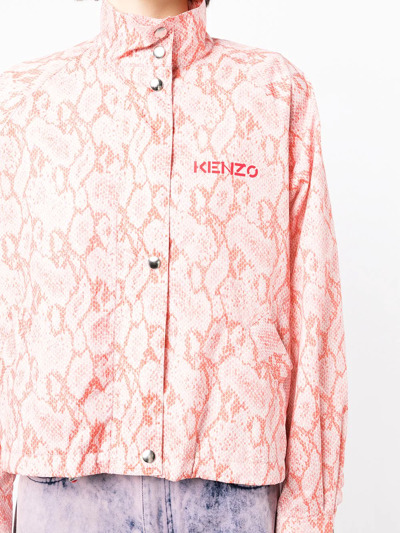 Shop Kenzo Logo-print Button-fastening Jacket In Orange